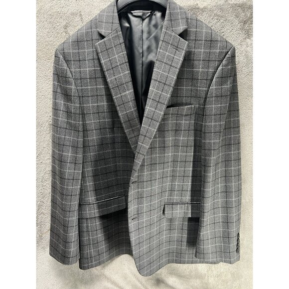 Ralph Lauren Chaps Blazer Men’s 44R Gray Plaid Jacket Sports Coat Check Preppy - Picture 2 of 6